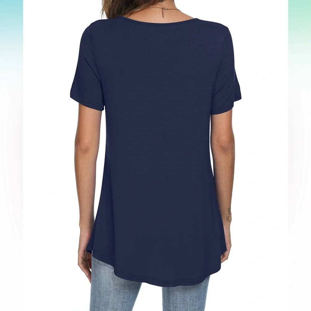 LONGYUAN Women Casual Tops Short Sleeve Tunic Hide Belly Shirts Elastic Blouse‎